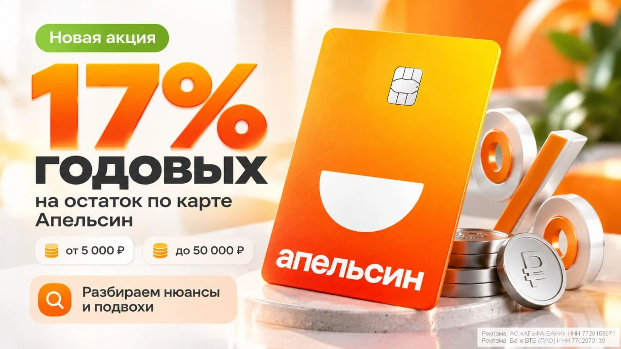 🏦 Как получать до 17%* годовых по карте Апельсин от Альфы